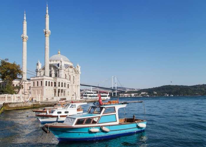 Ortakoy Mosque framed by the Bosphorus Bridge